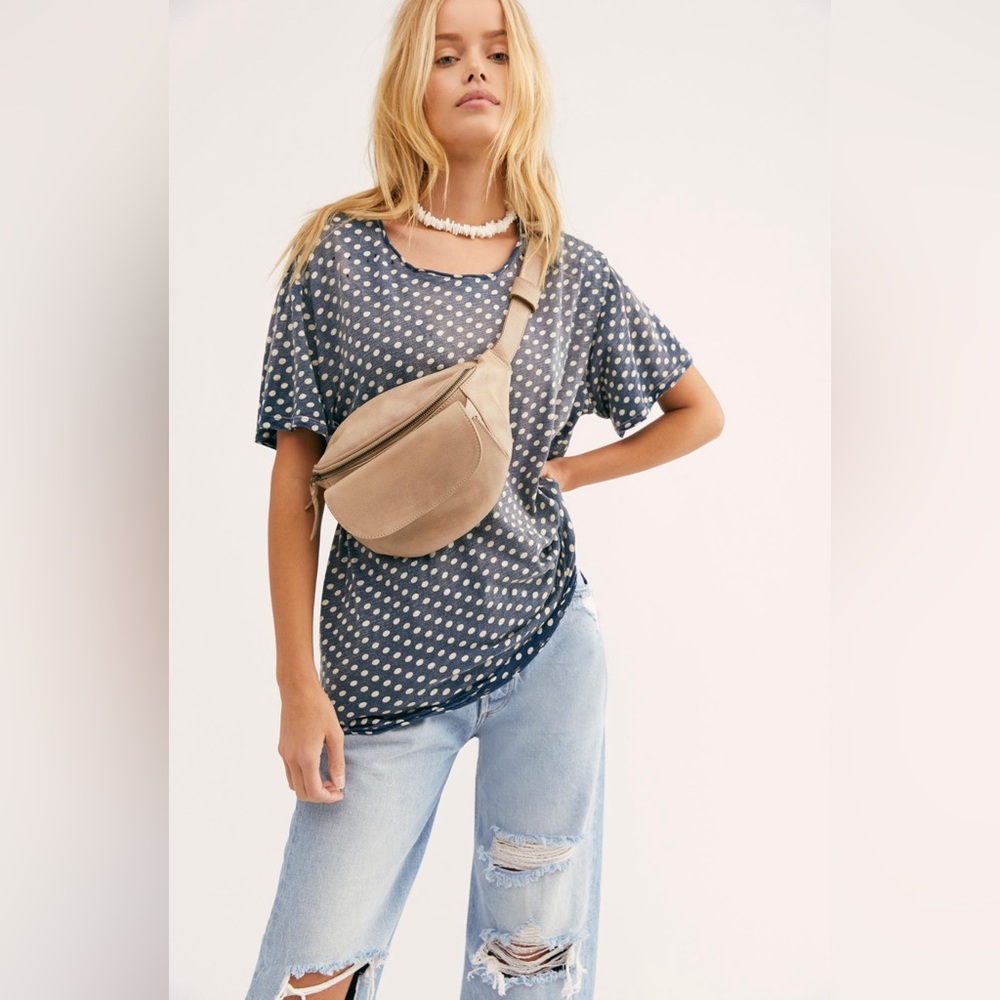 Magnolia Pearl Distressed Jersey Dot Tee in Blue Polka Dot